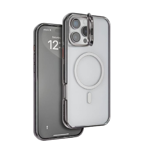 Levelo Elio PC Case with Camera Ring Stand for iPhone 16 Pro - Titanium
