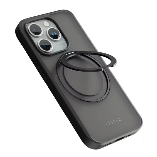 iPhone 15 Pro MagSafe Case with Kickstand – Levelo Ringo Cover Black