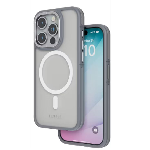 Levelo Rouge Case For iPhone 15 Pro-Grey