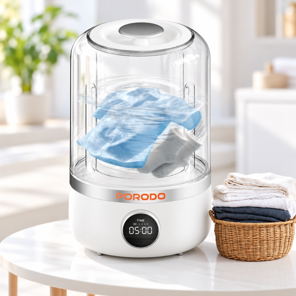 Porodo Lifestyle Cordless Mini Washing Machine 1.2L 4000mAh – White