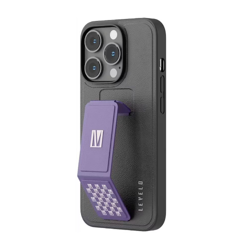 Levelo Leather Grip Case For iPhone 14 Pro 6.1 Inch Deep Purple