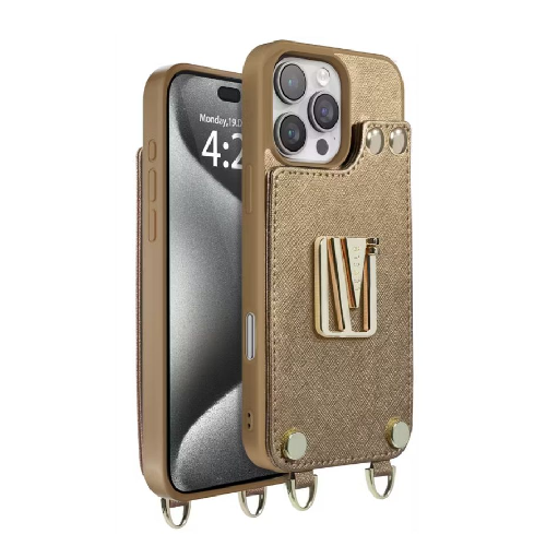 Levelo Serena Leather Case For iPhone 16 Pro - Gold