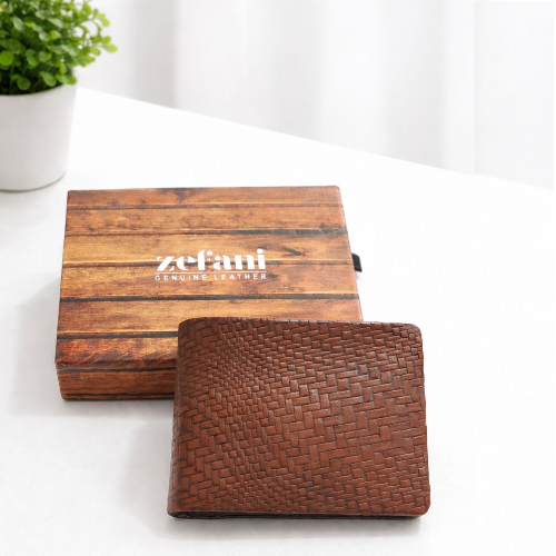 DeCardin Premium Bi-Fold Leather Wallet for Men - Brown