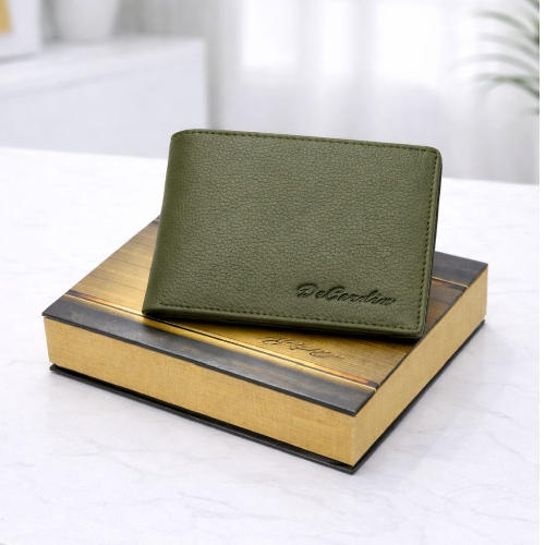 Classic Bi-Fold Wallet with Zipper Coin Pocket - Green