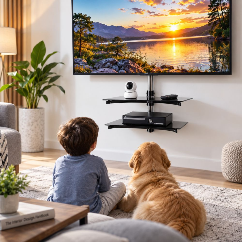 LeoStar LCD TV Wall Mount Bracket 12–37 Inch with Swivel Tilt, DVD & Receiver Stand – 30kg Load Capacity