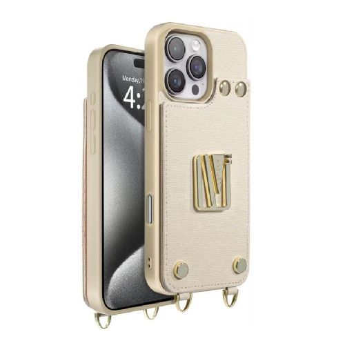 Levelo Serena Leather Case For iPhone 16 Pro Max - Beige