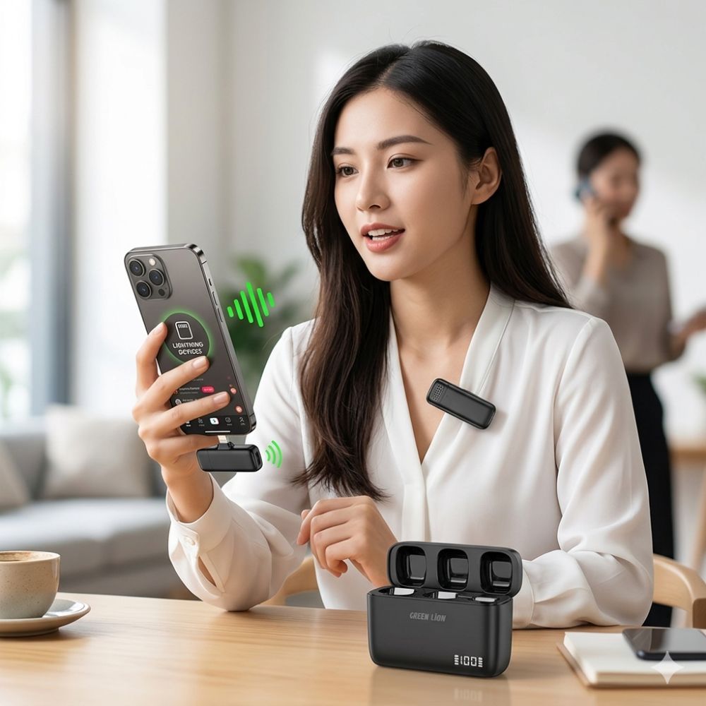 Green Lion Duo Cast Wireless Lightning Microphone - Black