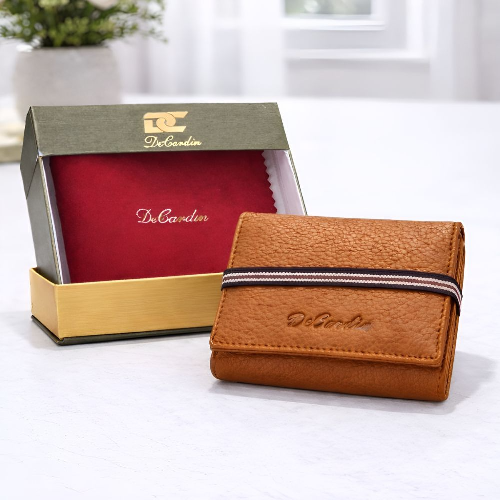 DeCardin Premium Genuine Leather Bi-Fold Wallet for Men - Tan