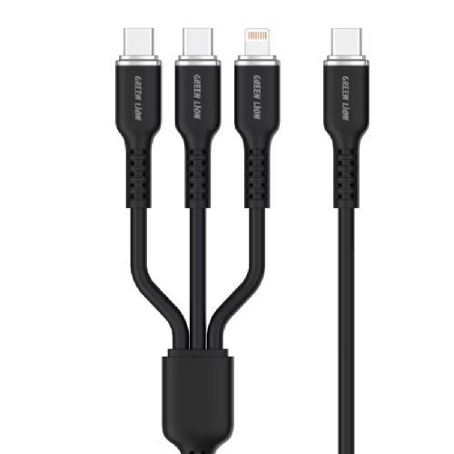 Green Lion 3in1 USB-C to USB-C x2 & Lightning Silicone Cable 60W 1.2M