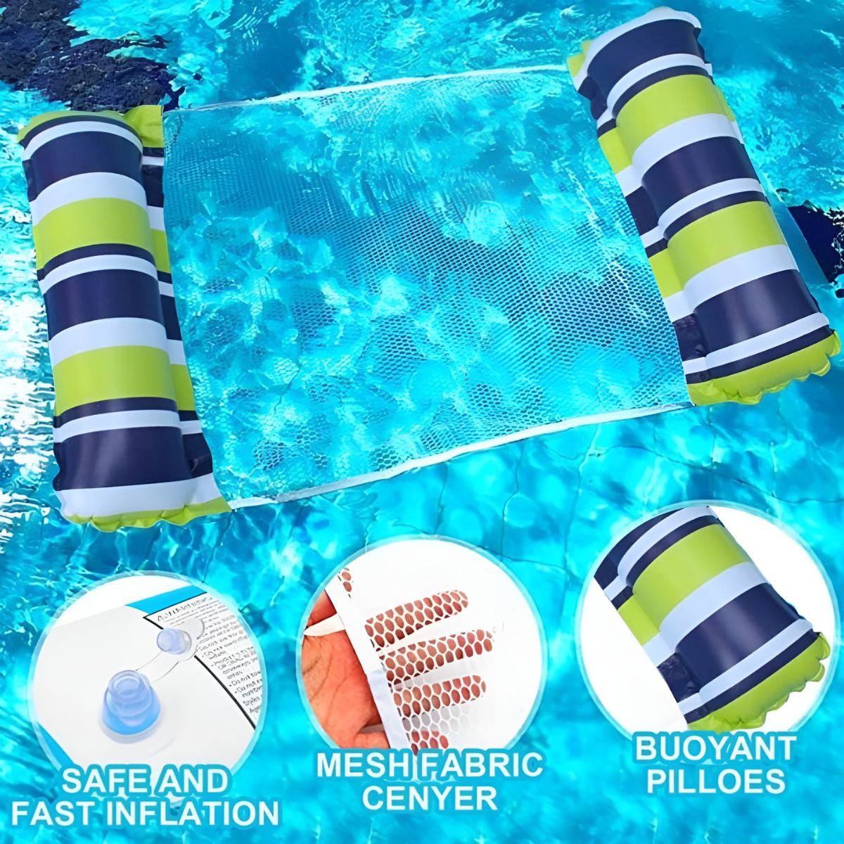 Inflatable Water Hammock Pool Float 4-IN-1