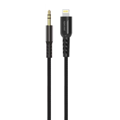 Porodo Lighting to Aux Cable with 1.2m - Black