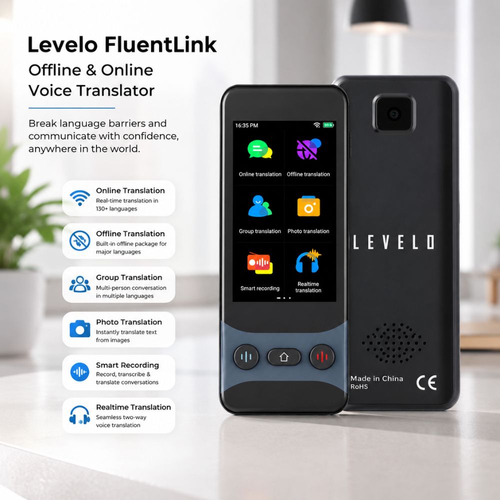 Voice Translator Device – Offline & Online Language Translator Levelo