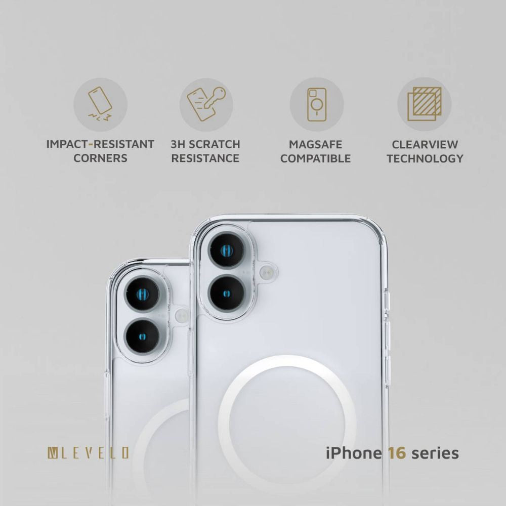 Levelo MagSafe Clara Clear Case For iPhone 16 - Clear