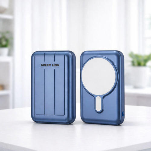 10000mAh MagSafe Power Bank – 15W Wireless Magnetic Charger Green Lion Blue