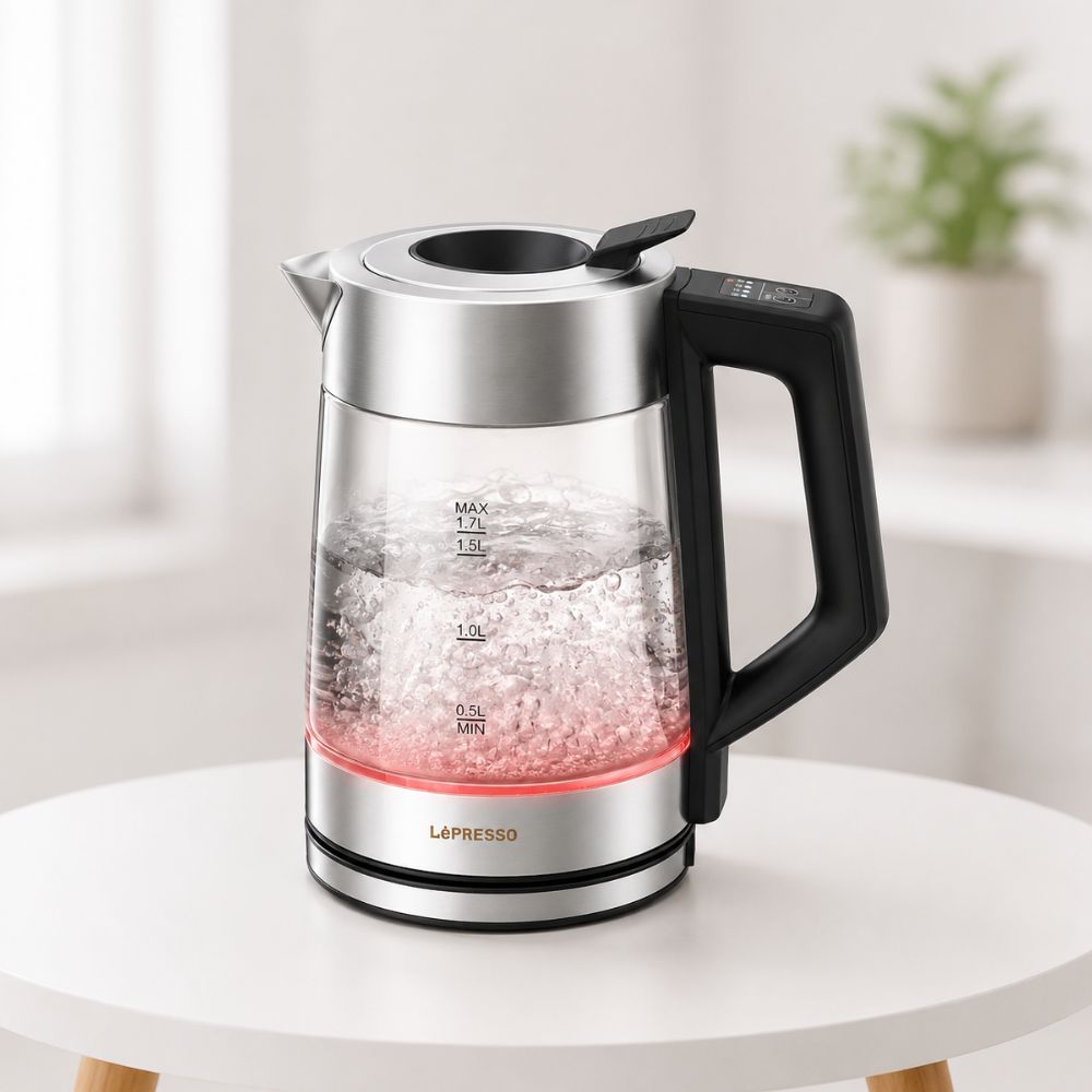 LePresso Multi-Temperature Illuminated Glass Kettle - Black