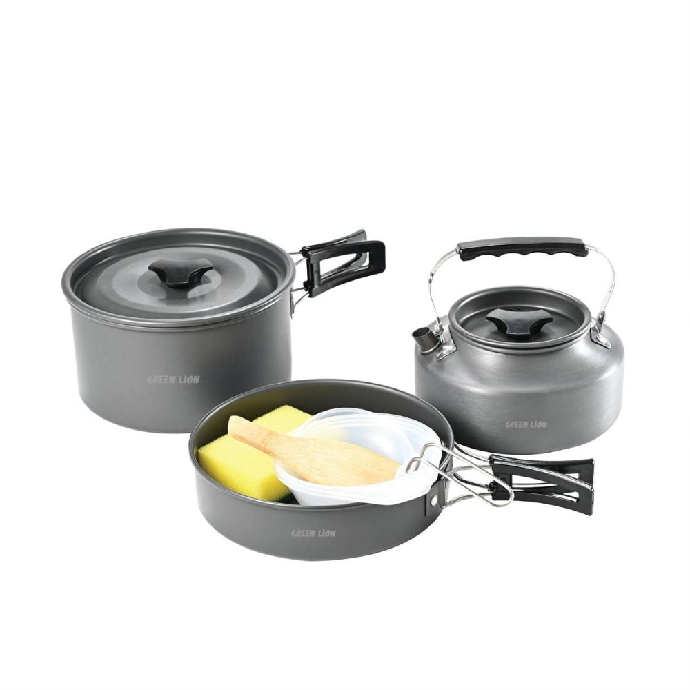 7 in 1 Camping Cookware Set – Outdoor Cooking Kit Green Lion