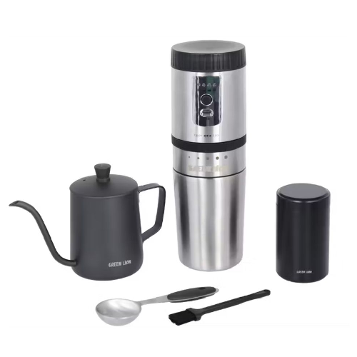 Portable Coffee Maker Kettle – Rechargeable Coffee Maker Set Green Lion