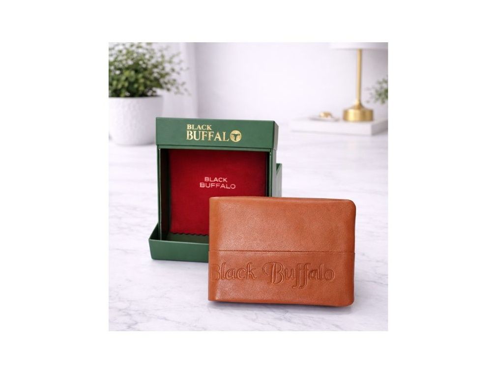 Black Buffalo Genuine Leather Wallet - Tan