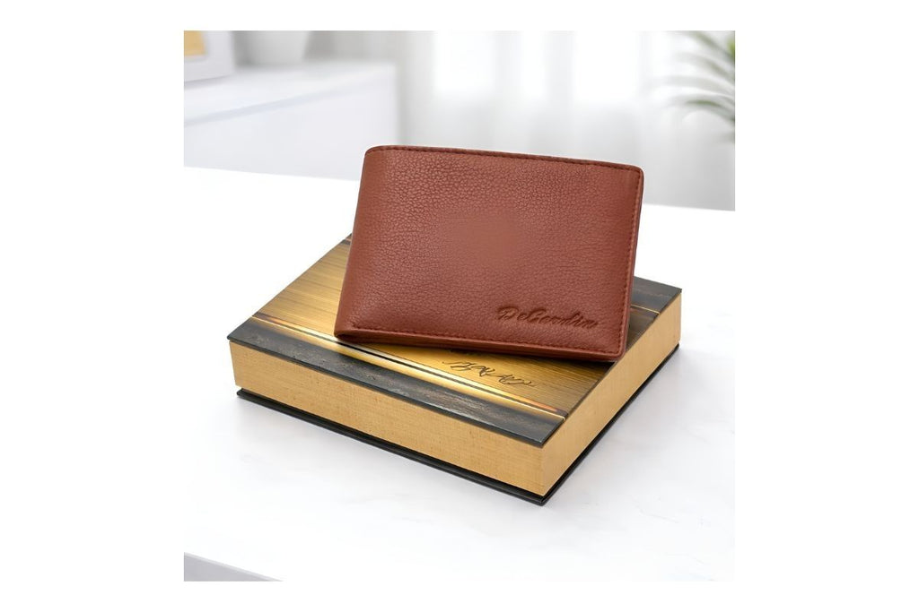 Classic Bi-Fold Wallet with Zipper Coin Pocket - Tan