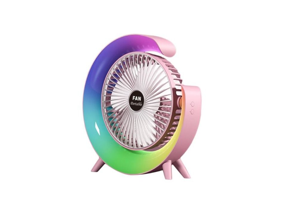 Desktop Fan – USB Mini Table Fan with LED Light Pink