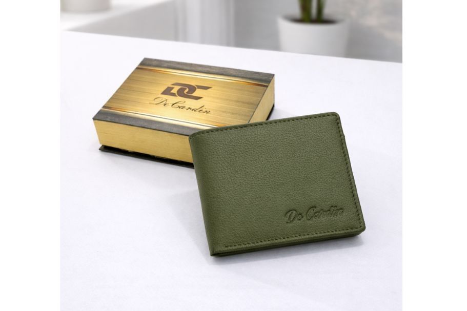 DeCardin Classic Bi-Fold Leather Wallet for Men - Green