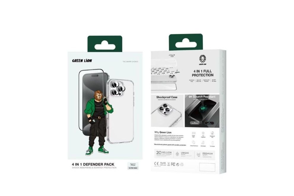 Green Lion 4 In 1 Defender Pack iPhone 16 Pro Max - Clear