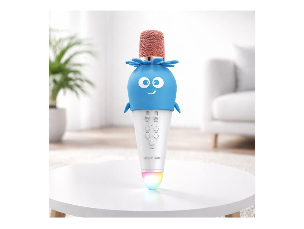 Wireless Kids Karaoke Mic – Green Lion Bluetooth Singing Microphone Blue