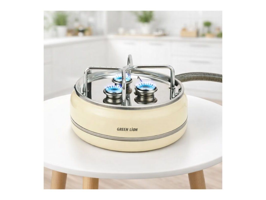 3-Burner Camping Stove – Orbit Flame Gas Stove – Green Lion