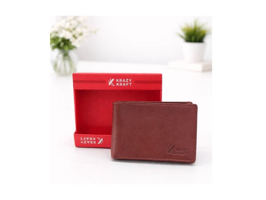 KRAZY KRAFT GT-005 Premium Leather Wallet-Brown
