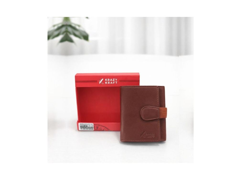 Krazy Kraft Genuine Leather Tri-Fold Wallet - Brown