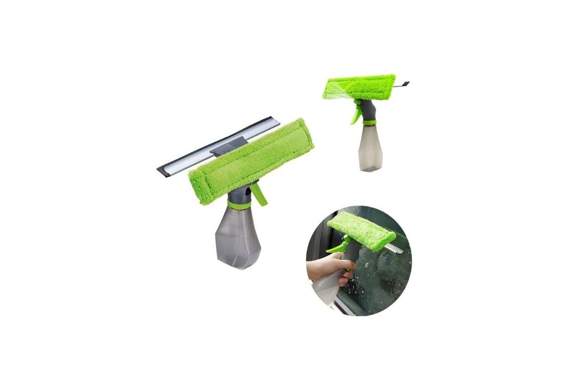 3 in 1 Glass Cleaner Spray – Window & Car Windshield Cleaning Tool with Wiper & Microfiber Cloth
