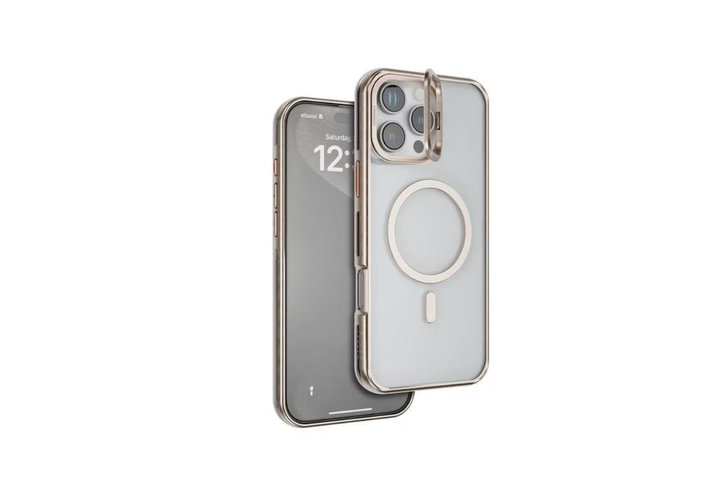 Levelo Elio PC Case with Camera Ring Stand for iPhone 16 Pro - Rose Gold