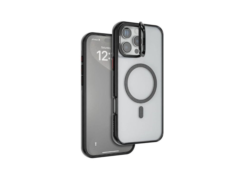 Levelo Elio PC Case with Camera Ring Stand for iPhone 16 Pro Max - Black