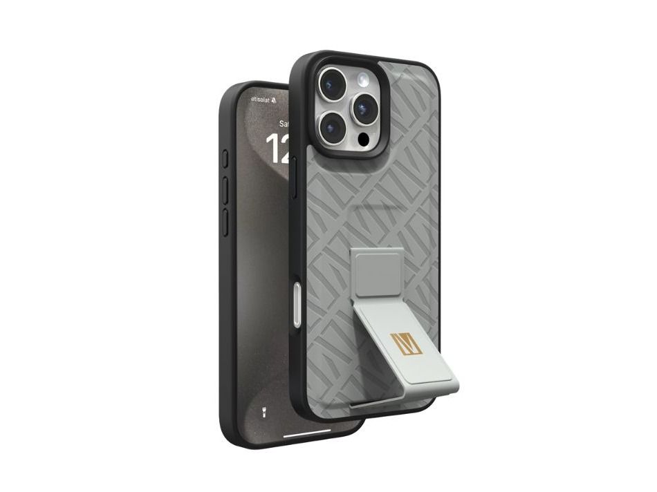 Levelo Morphix Cuero Gripstand Case For iPhone 16 Pro-Grey