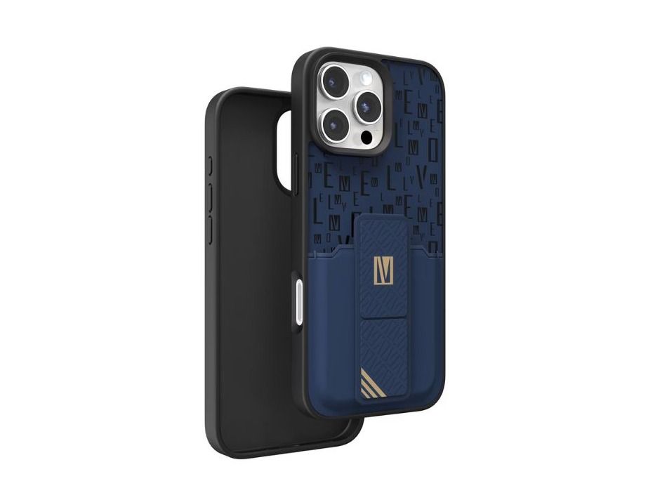 Levelo Morphix Gripstand Case With Cardholder For iPhone 16 Pro Max-Blue
