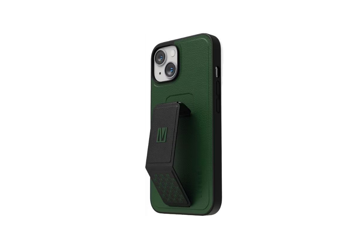 Levelo Morphix Gripstand Iphone 14 Pu Leather Case - Forest Green