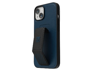 Levelo Morphix Gripstand iPhone 14 PU Leather Case - Storm Blue