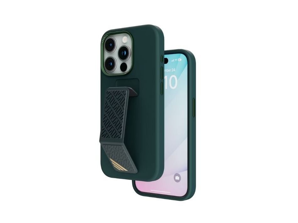 Levelo Morphix Silicone Case With Leather Grip For iPhone 15 Pro Max - Green