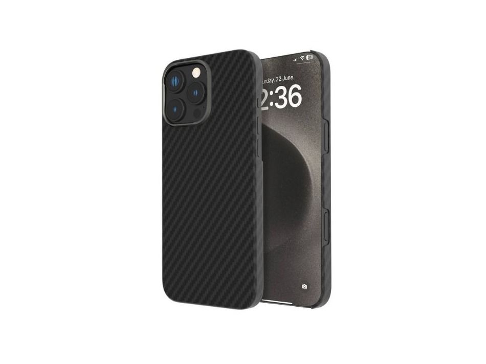 Levelo Sergei 1500D Aramid Fiber Case For iPhone 16 Pro - Matte Black