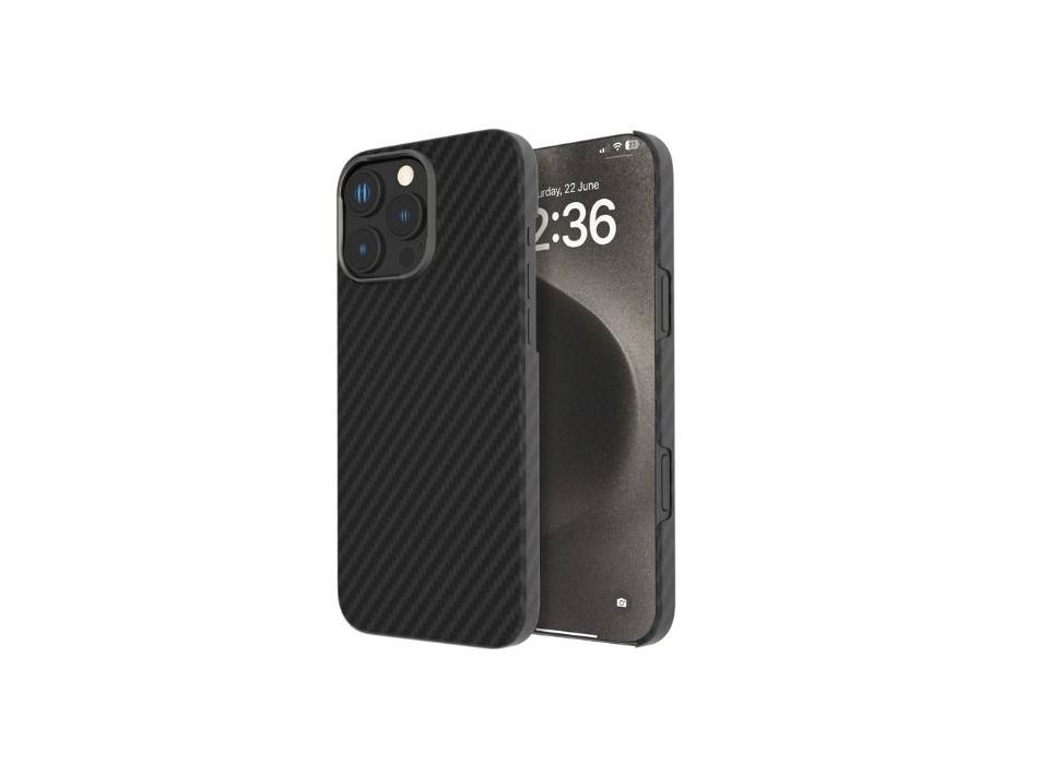Levelo Sergei 1500D Aramid Fiber Case For iPhone 16 Pro Max - Matte Black