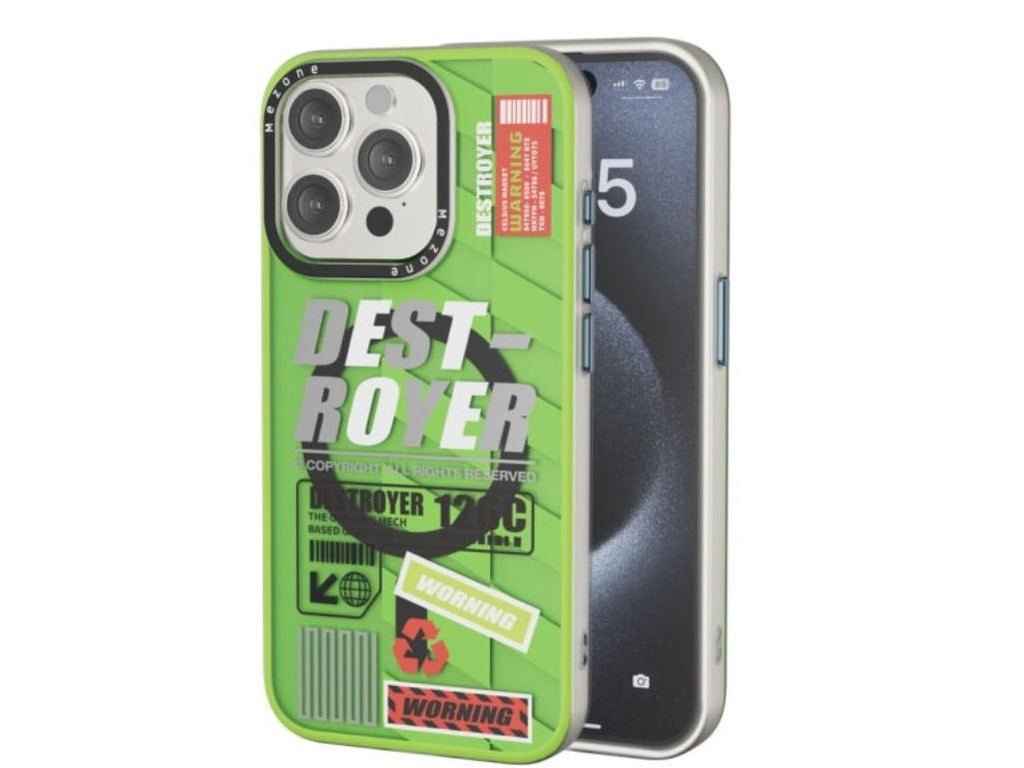 Mezone Destroyer Magnetic Phone Case For iPhone 15 pro - Yellow Green