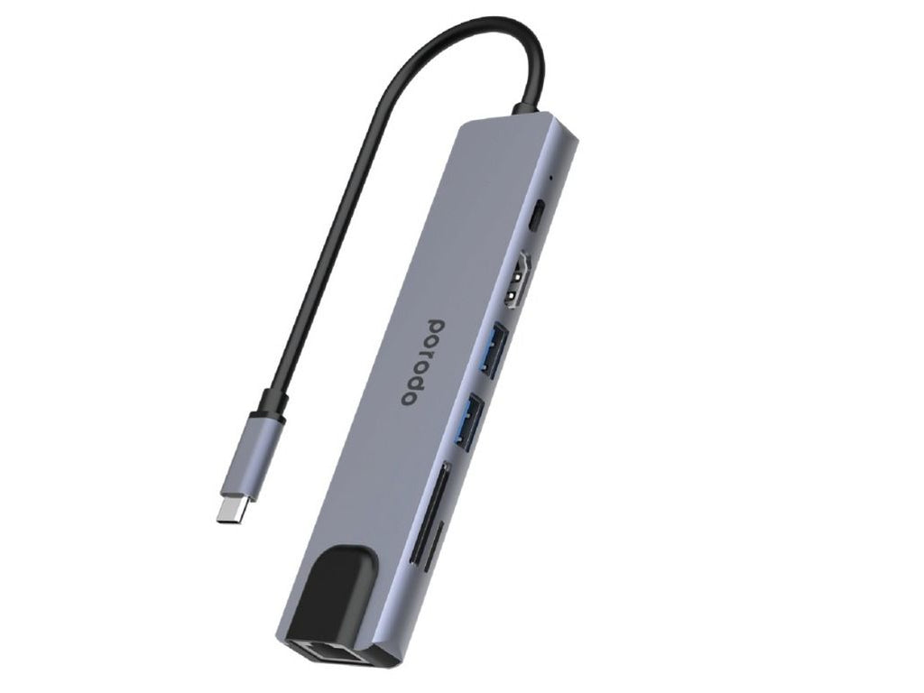 Porodo 7in1 Aluminum USB-C Hub 4K HDMI 100W Power Delivery