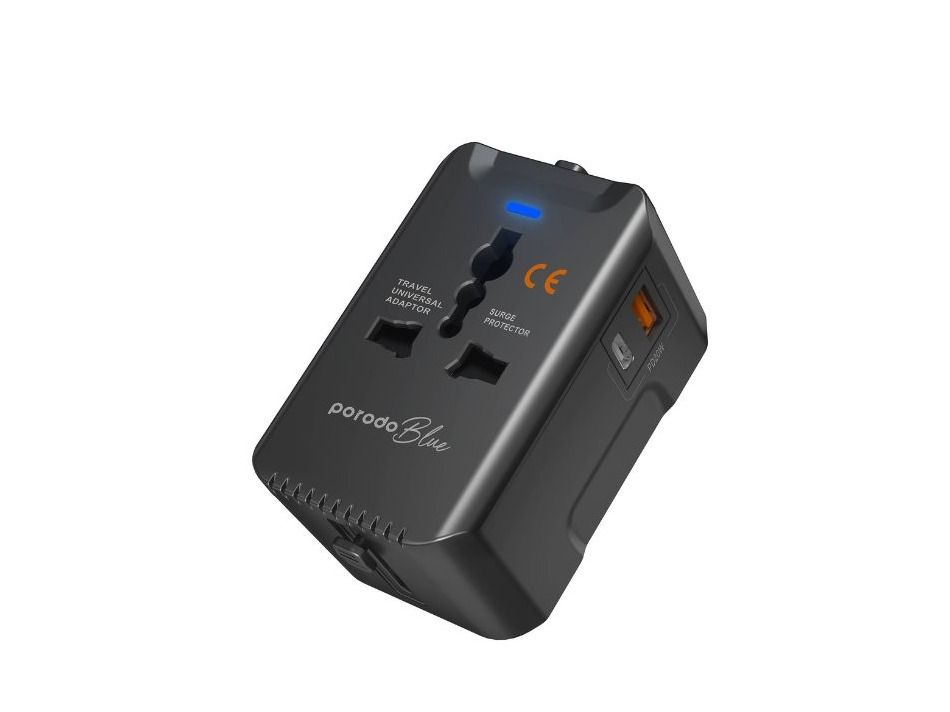 Universal Travel Charger – Porodo Blue Dual Port Fast Charger & Travel Adapter