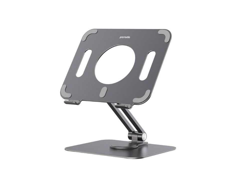 Porodo Tablet Stand – Aluminum Alloy Adjustable iPad Holder for Desk & Travel