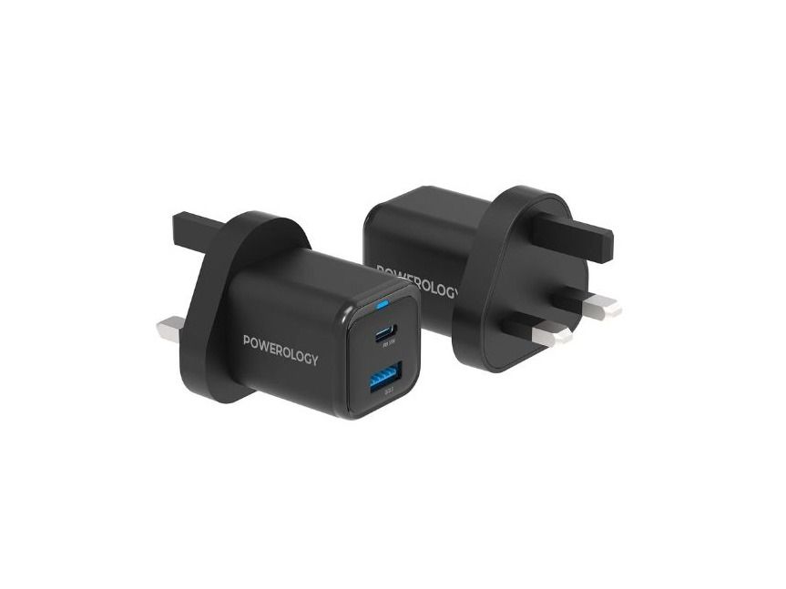 35W GaN Fast Charger with USB-C Cable – PD Wall Charger Powerology Black