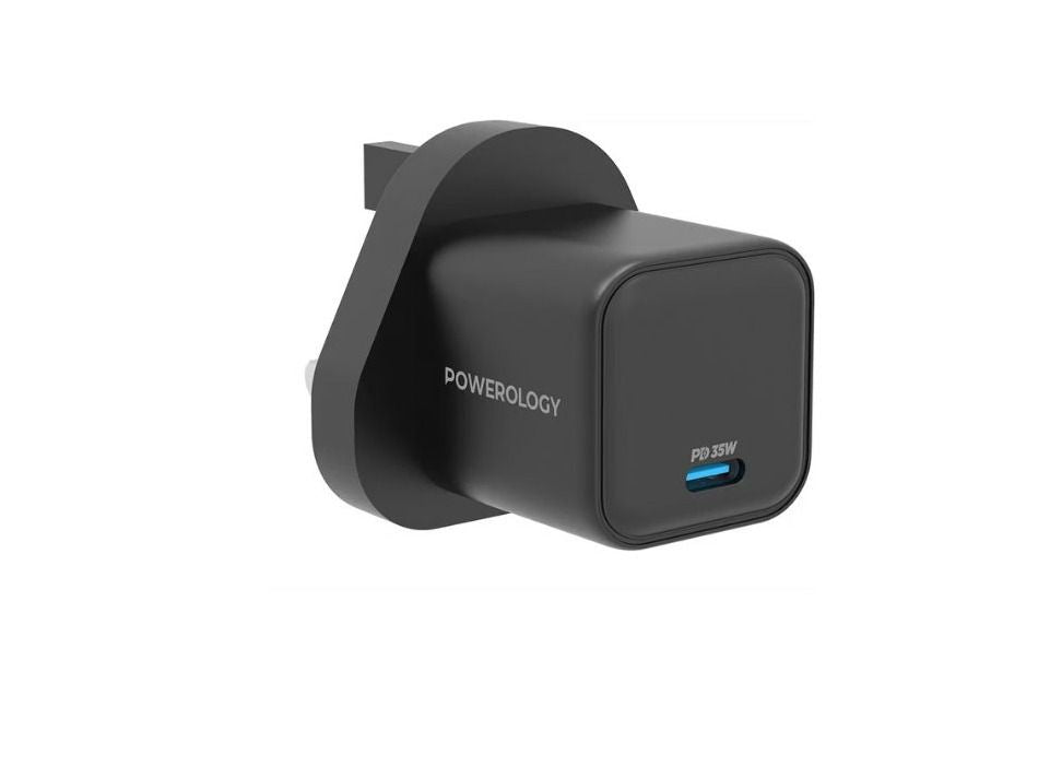 Powerology 35W Single Port Type-C GaN Charger with UK Plug