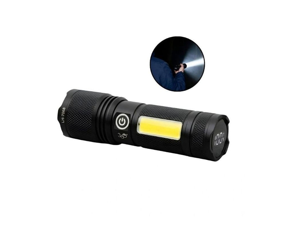 USB LED Flashlight – Rechargeable COB Torch Light & Camping Searchlight LH-7068