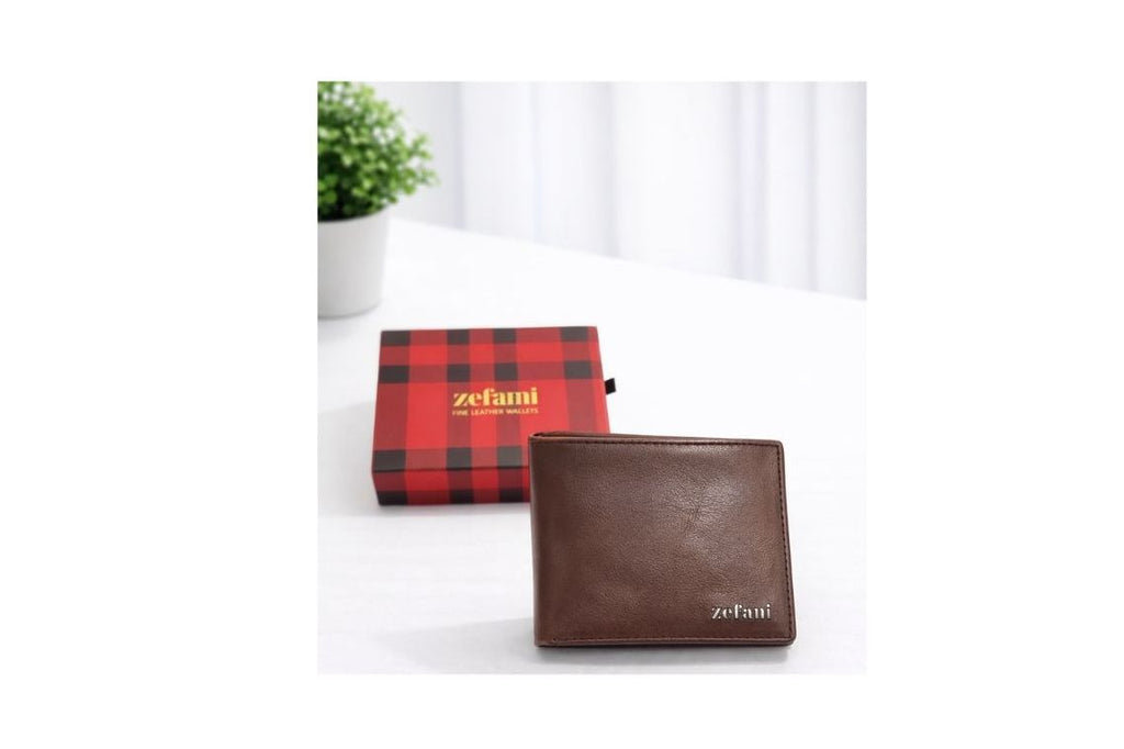 Zefani Classic Bifold Genuine Leather Wallet -Brown