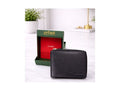 Zefani Premium Round Zip Bi-Fold Genuine Leather Wallet - Black