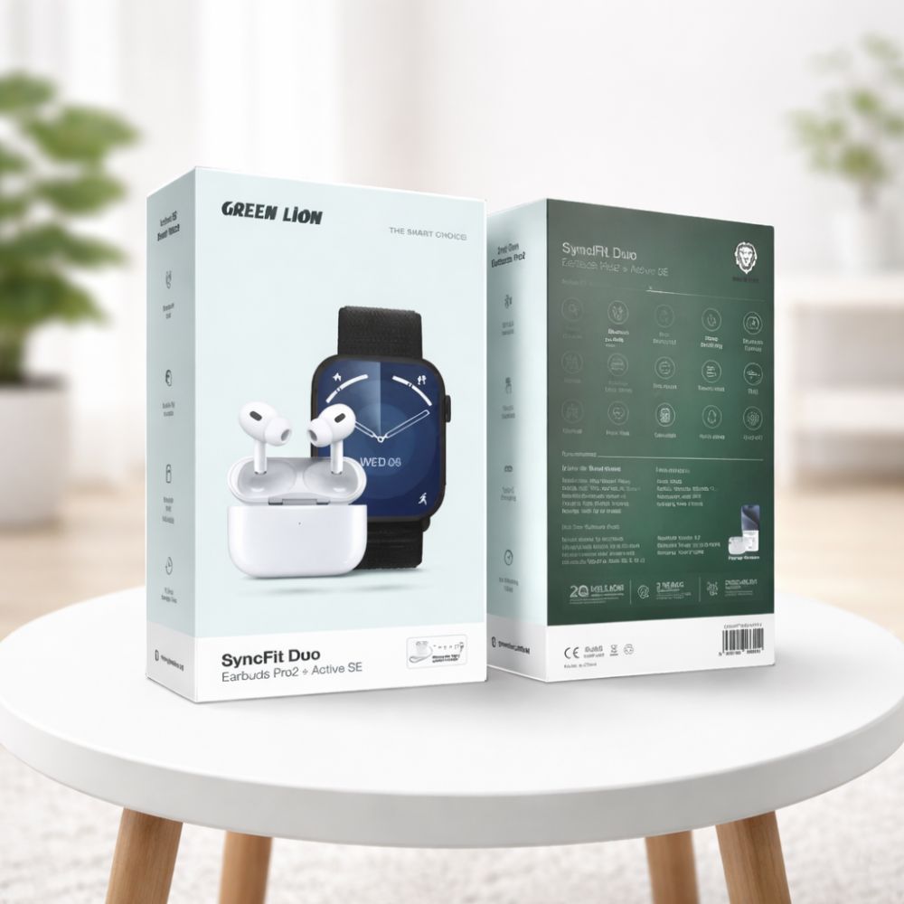 Wireless Earbuds + Smartwatch Combo – Green Lion SyncFit Duo